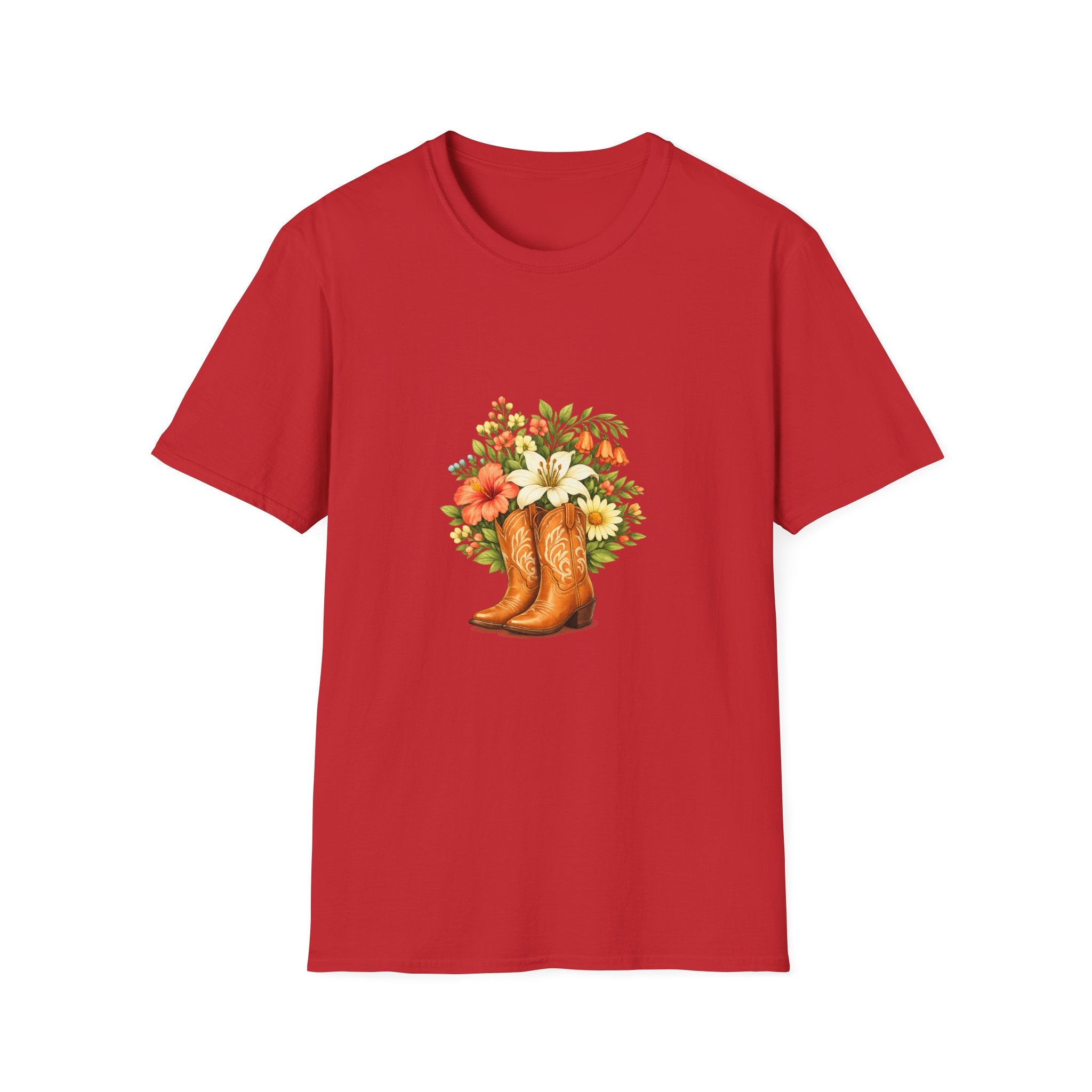 Floral Cowboy Boots T-Shirt — Rustic Wildflower Bouquet Graphic