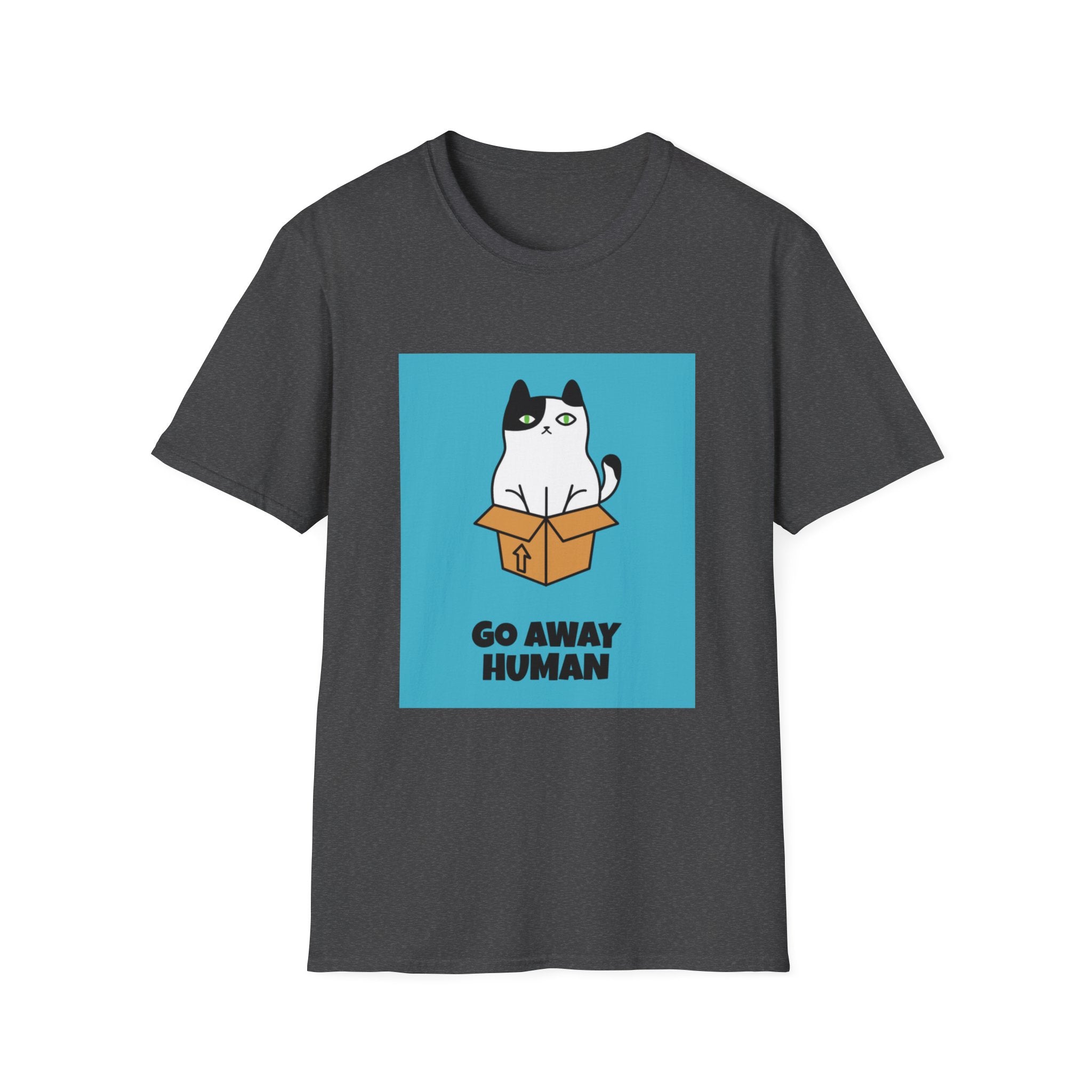 Cat In Box T‑Shirt — "Go Away Human" Funny Grumpy Cat Tee