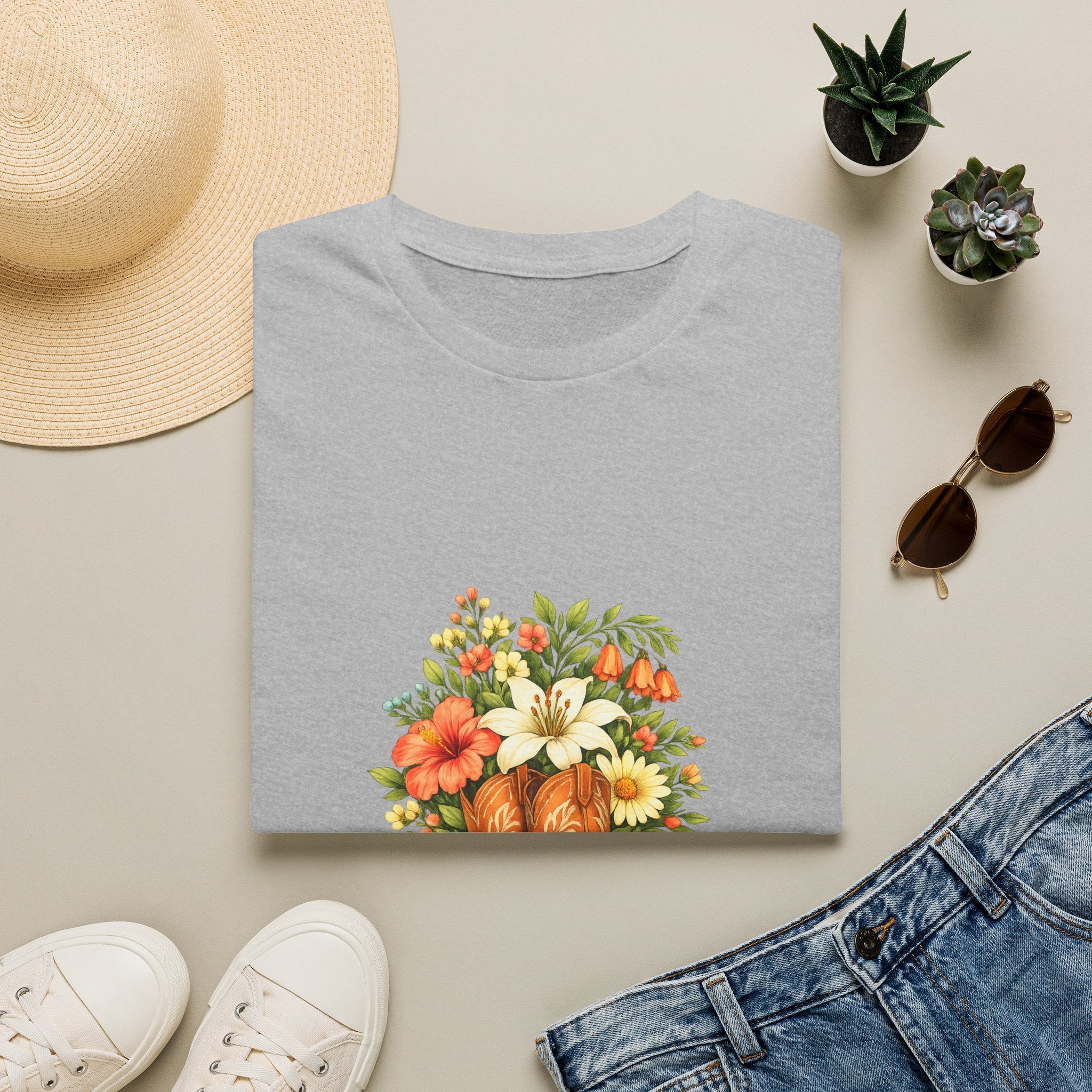 Cowgirl Boots & Wildflowers T-Shirt — Vintage Floral Western Tee