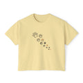 Women’s Boxy Tee – Minimal Paw Print Design, Cute Cat & Dog Lover Shirt