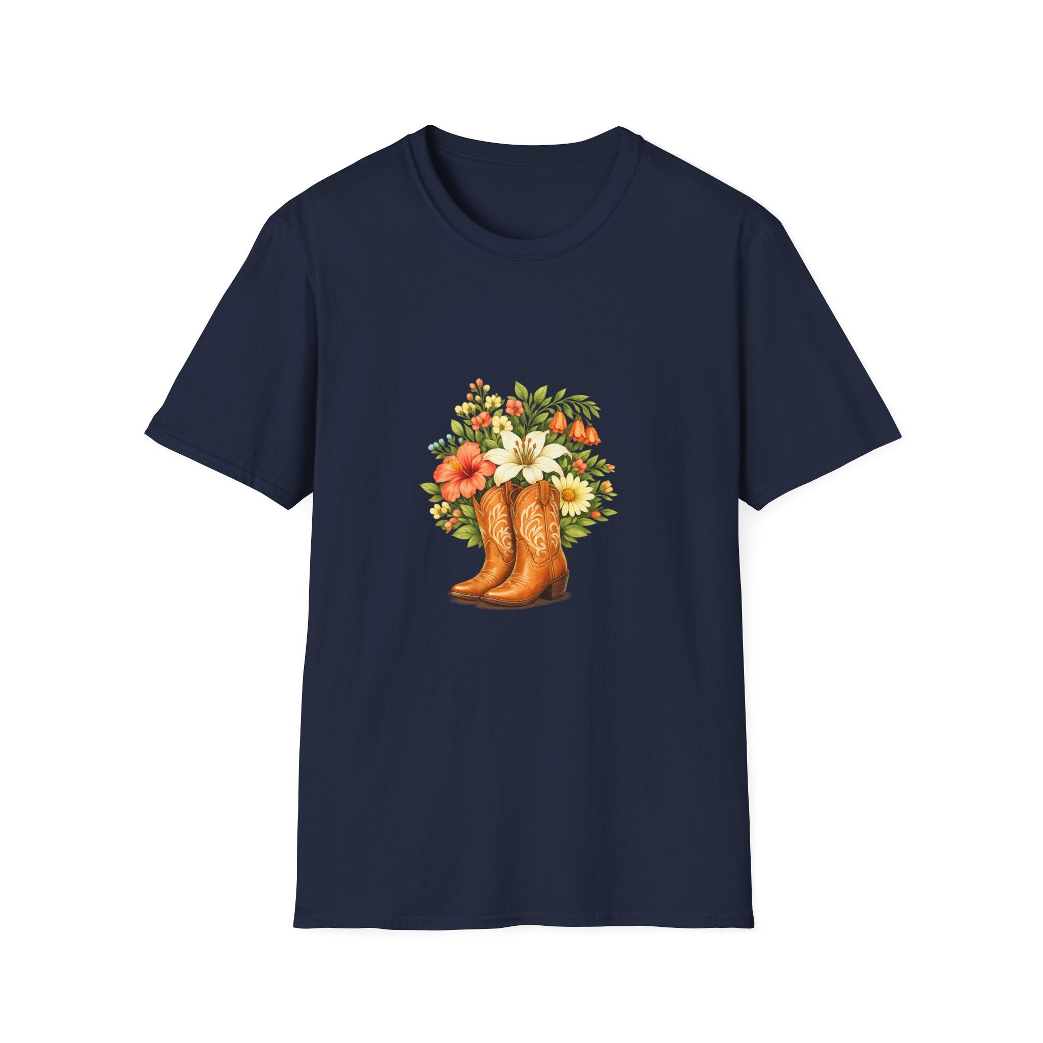 Floral Cowboy Boots T-Shirt — Rustic Wildflower Bouquet Graphic