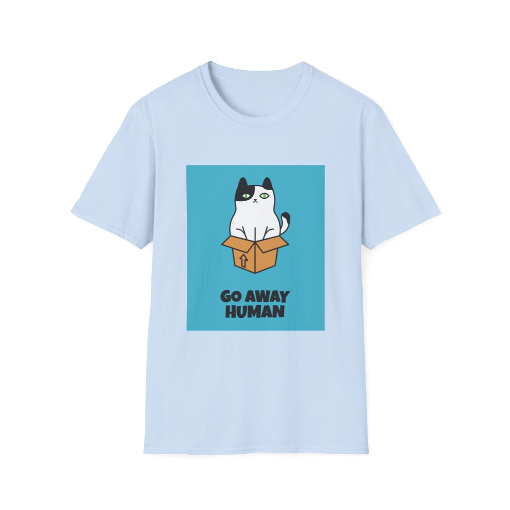 Cat In Box T‑Shirt — "Go Away Human" Funny Grumpy Cat Tee