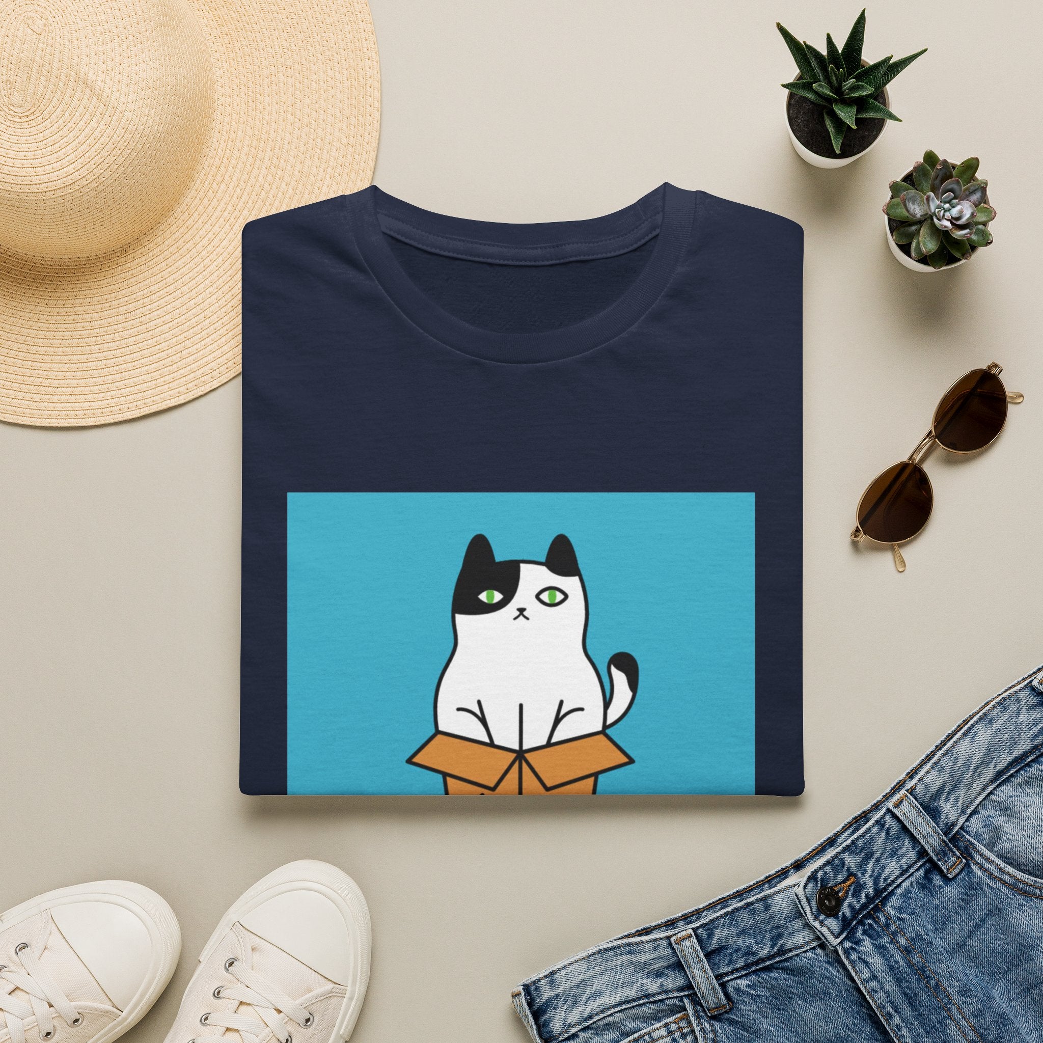 Cat In Box T‑Shirt — "Go Away Human" Funny Grumpy Cat Tee