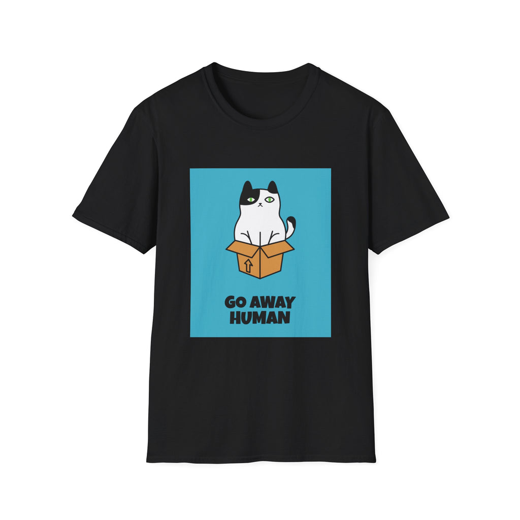 Cat In Box T‑Shirt — "Go Away Human" Funny Grumpy Cat Tee