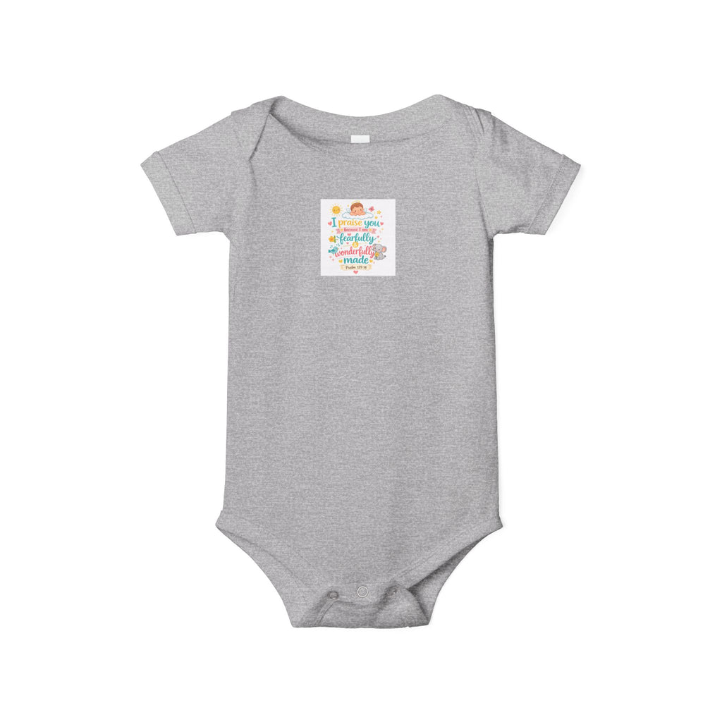 Infant One-Piece — "I Praise Because I Am Fearfully and Wonderfully Made." Psalm 139:14 - Colorful Newborn Baby Bodysuit