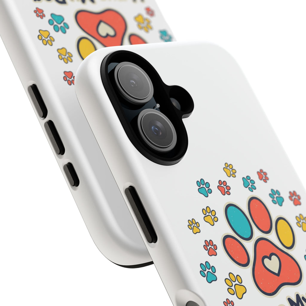 I Love My Dog Colorful Paw Print Phone Case