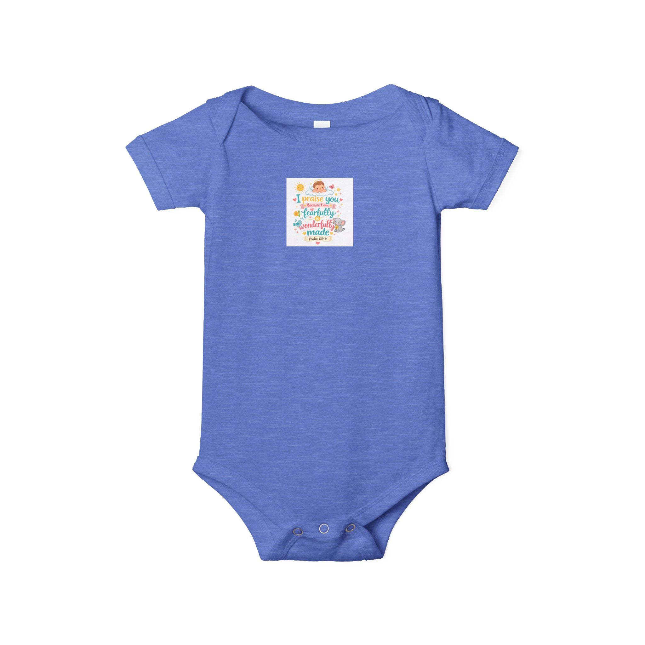 Infant One-Piece — "I Praise Because I Am Fearfully and Wonderfully Made." Psalm 139:14 - Colorful Newborn Baby Bodysuit