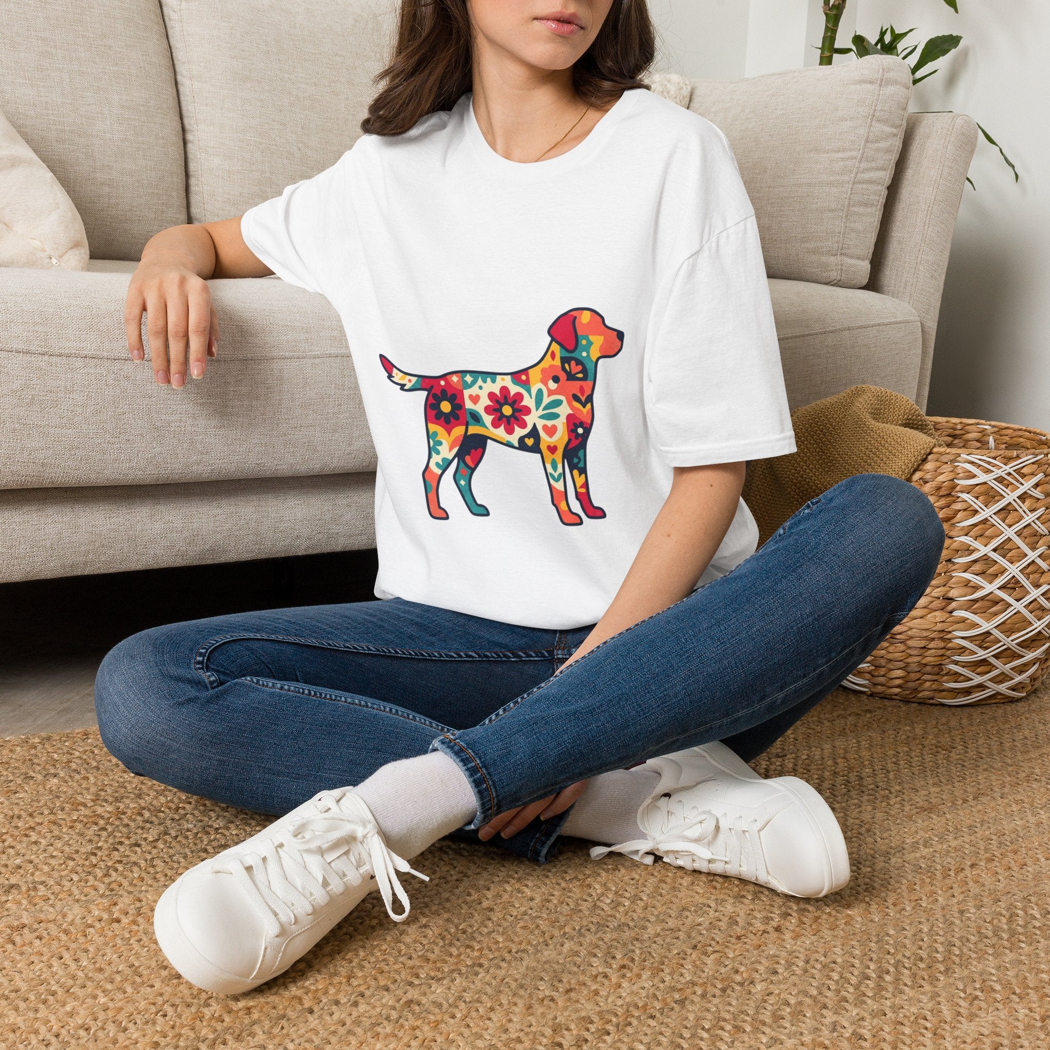 Floral Labrador T-Shirt — Colorful Flower Dog Tee for Dog Lovers