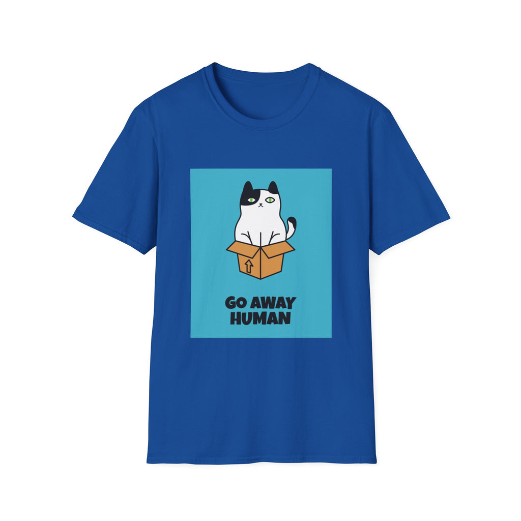 Cat In Box T‑Shirt — "Go Away Human" Funny Grumpy Cat Tee
