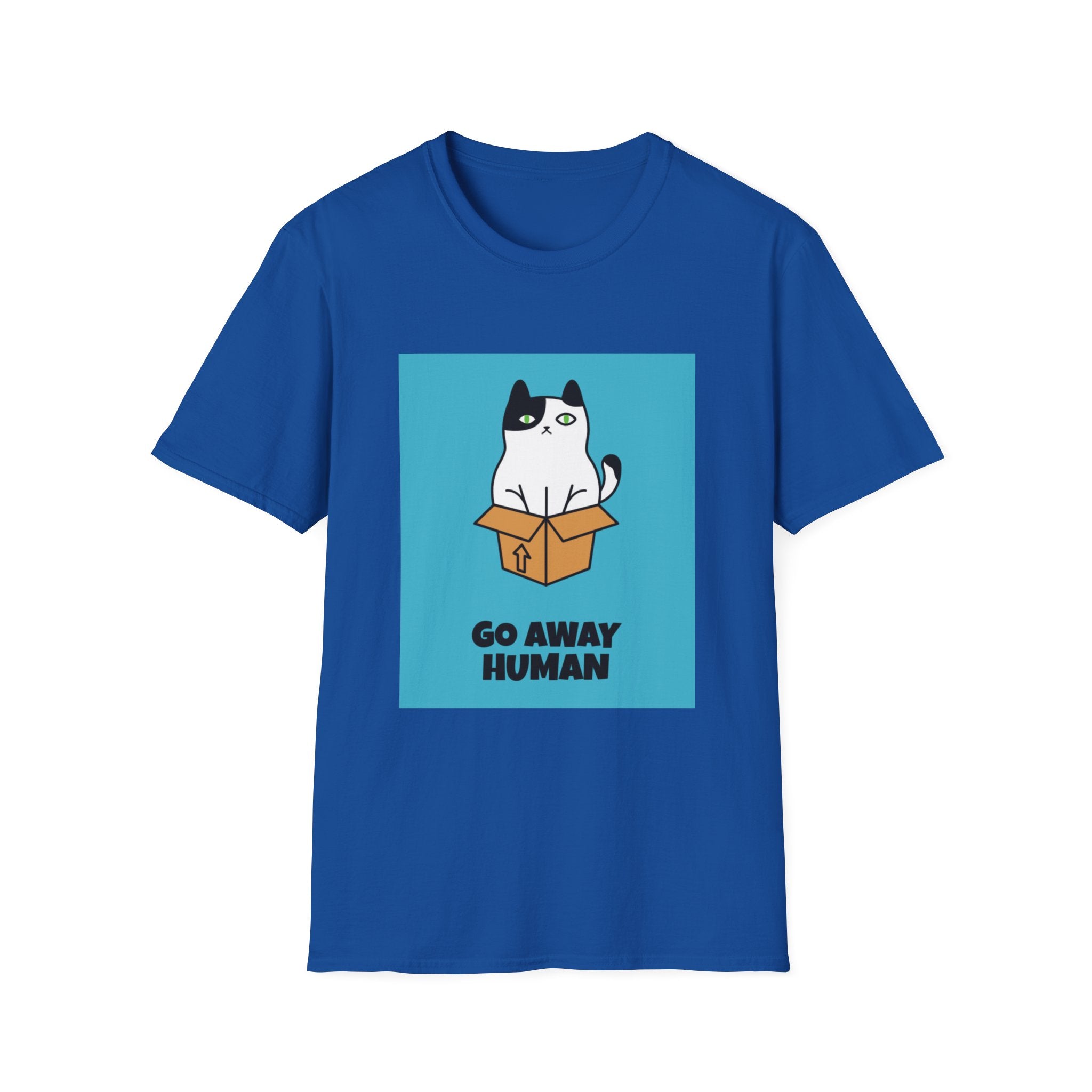 Cat In Box T‑Shirt — "Go Away Human" Funny Grumpy Cat Tee
