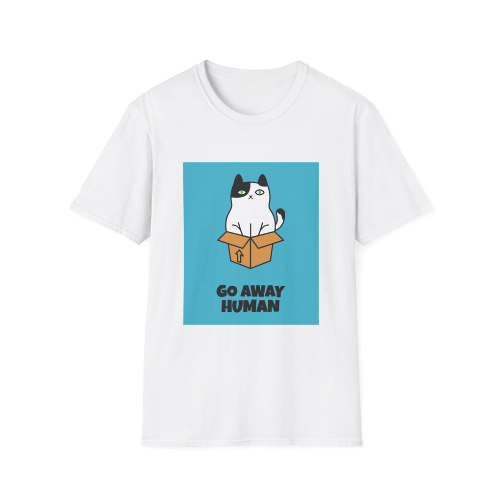 Cat In Box T‑Shirt — "Go Away Human" Funny Grumpy Cat Tee