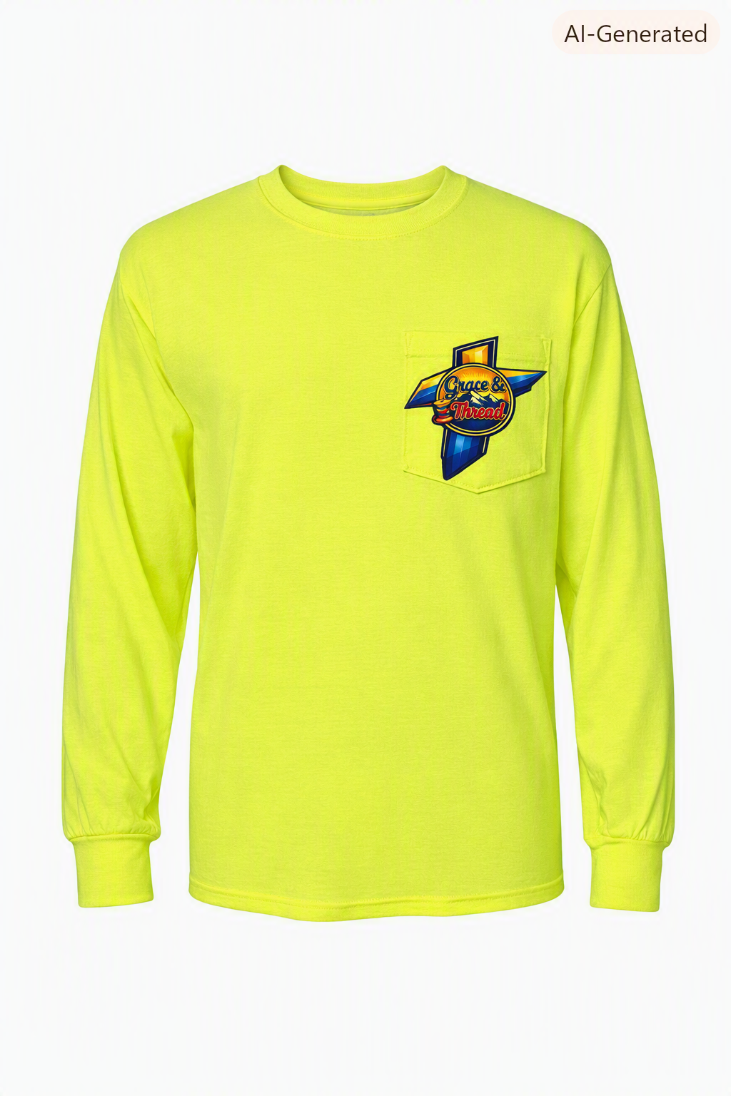 Workwear Long Sleeve Pocket T-Shirt — Durable Orange Crewneck for Trades & Outdoor Work