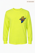 Workwear Long Sleeve Pocket T-Shirt — Durable Orange Crewneck for Trades & Outdoor Work