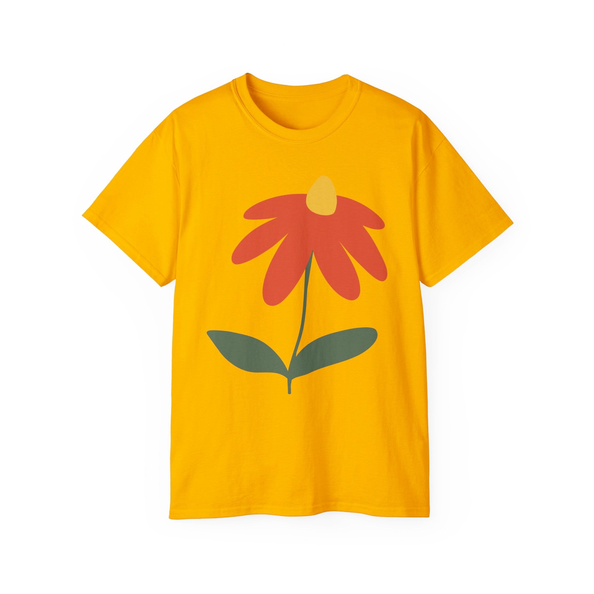 Minimalist Red Flower Tee — Simple Floral Graphic T-Shirt