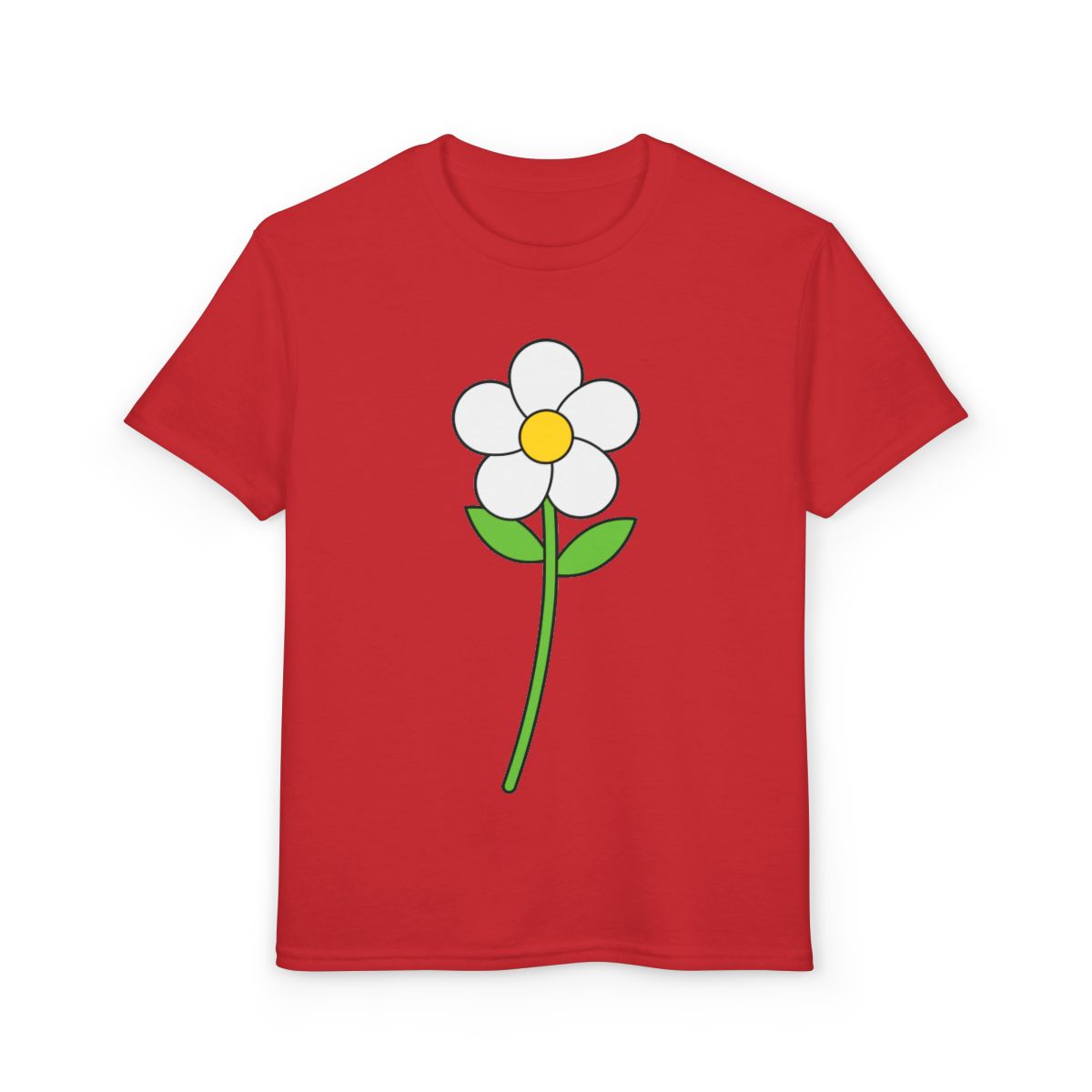 Kids Floral Daisy T‑Shirt – Cute White Flower Graphic Tee for Youth
