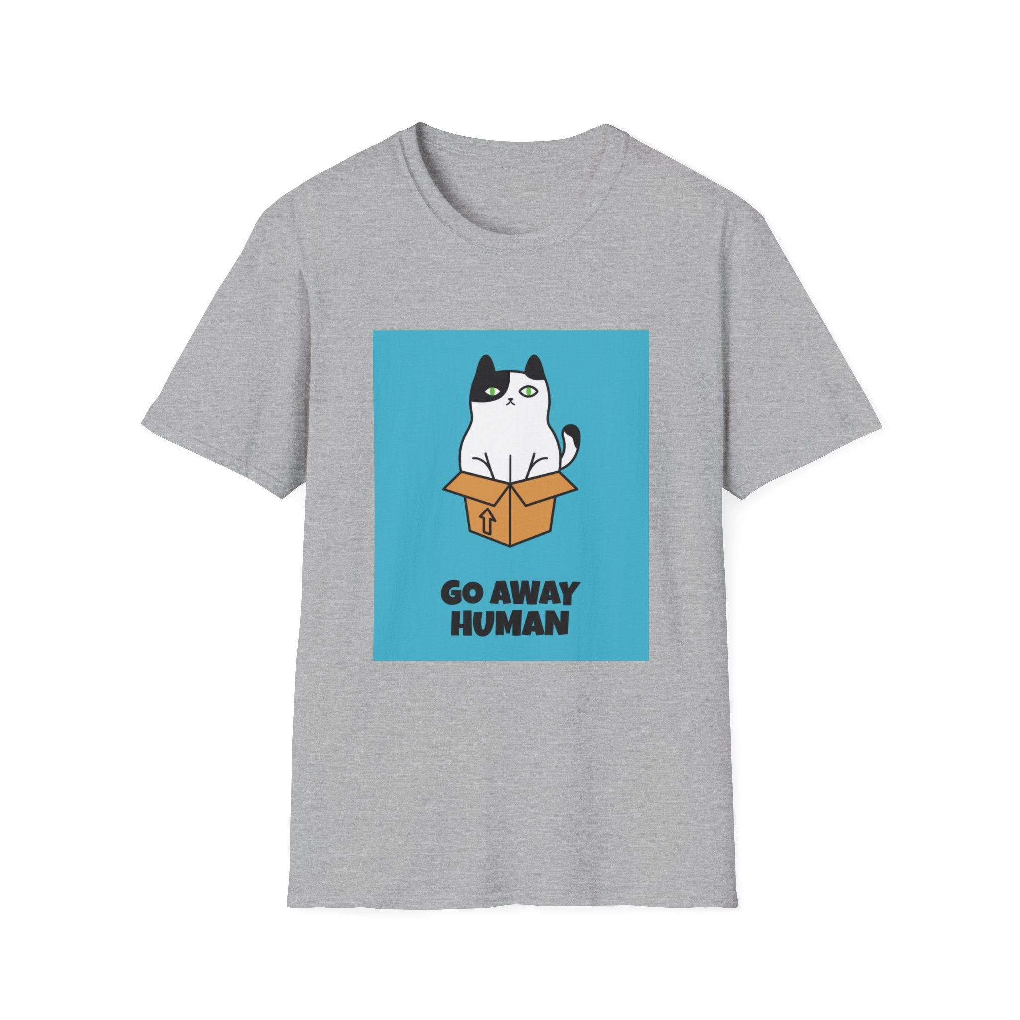 Cat In Box T‑Shirt — "Go Away Human" Funny Grumpy Cat Tee