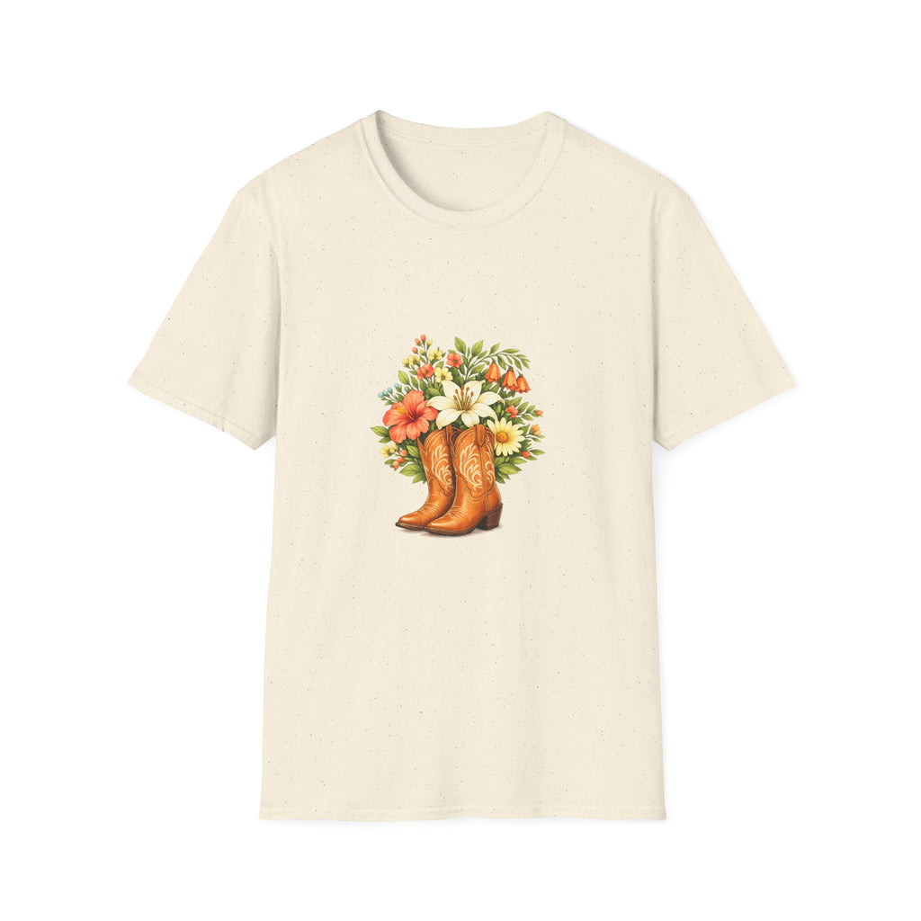 Floral Cowboy Boots T-Shirt — Rustic Wildflower Bouquet Graphic