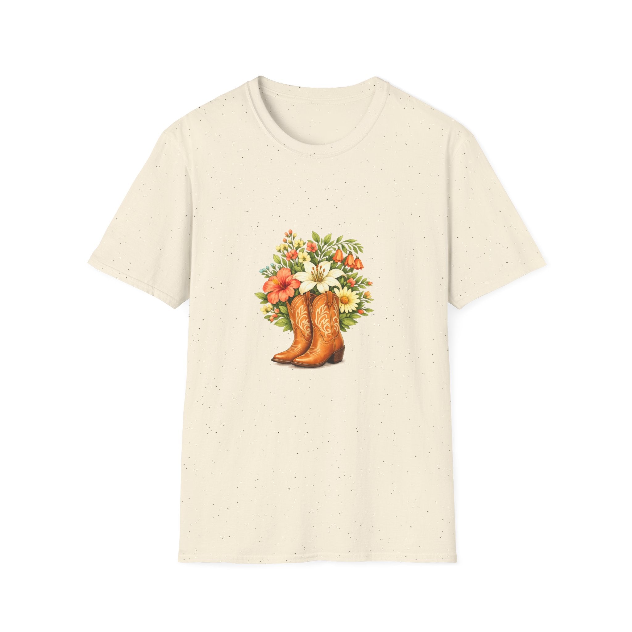 Floral Cowboy Boots T-Shirt — Rustic Wildflower Bouquet Graphic