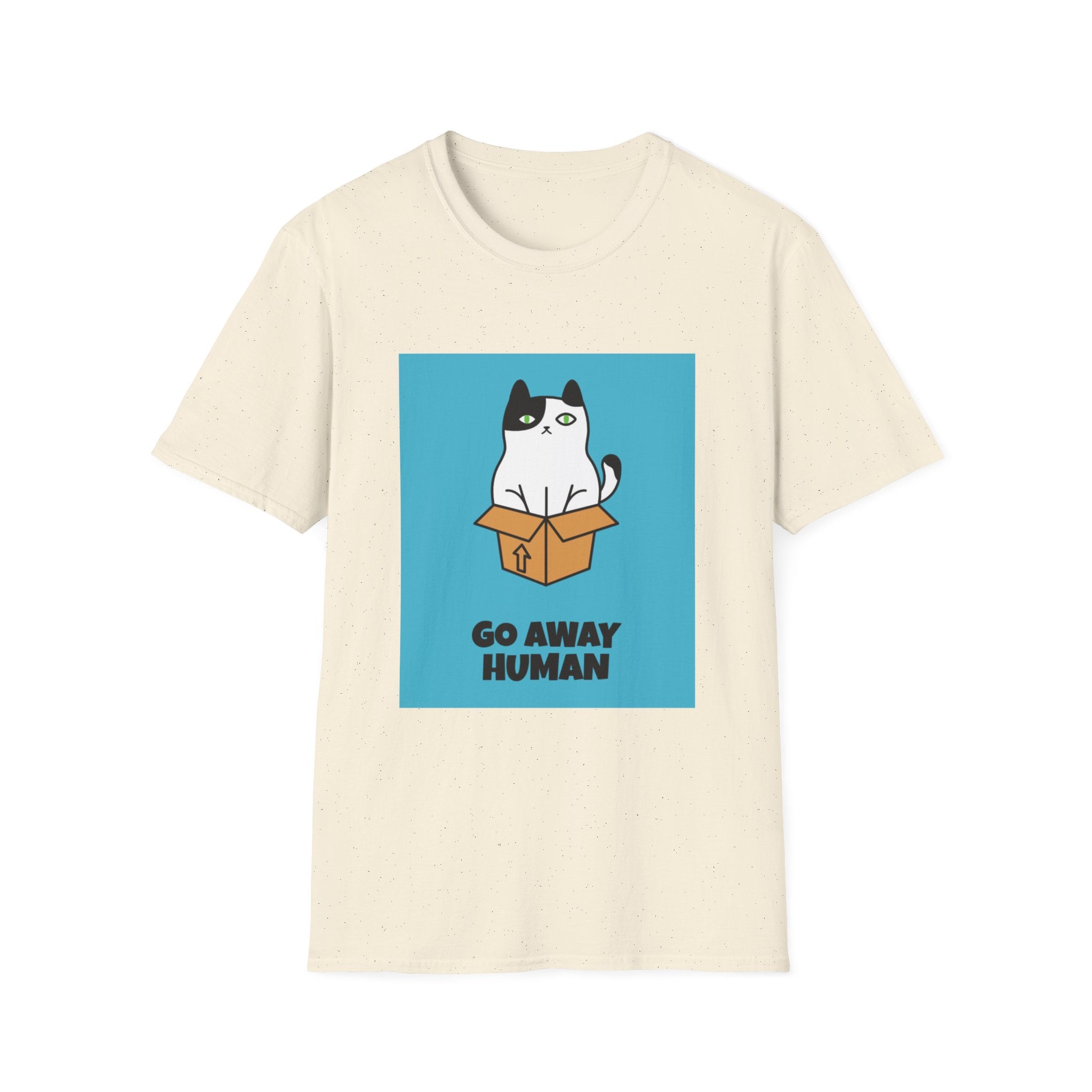 Cat In Box T‑Shirt — "Go Away Human" Funny Grumpy Cat Tee