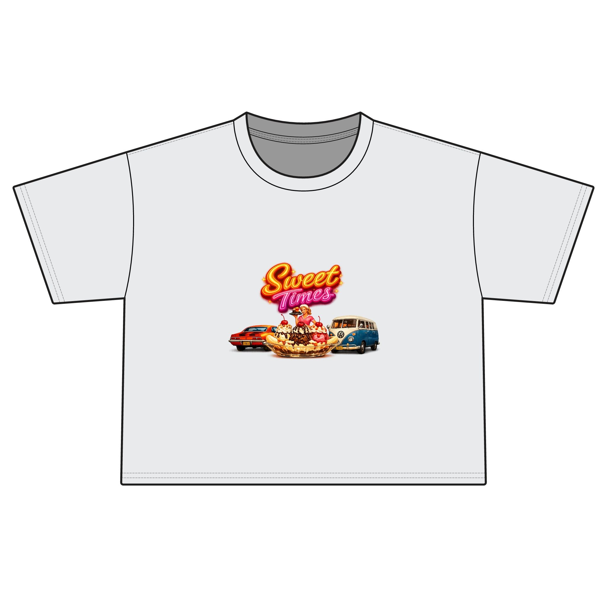 Sweet Ride Women's Boxy Tee — Retro Diner Car Graphic