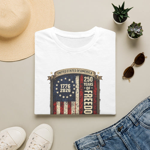 1776–2026 250 Years of Freedom T-Shirt — Vintage American Flag Anniversary Tee