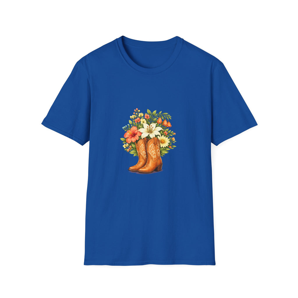 Floral Cowboy Boots T-Shirt — Rustic Wildflower Bouquet Graphic