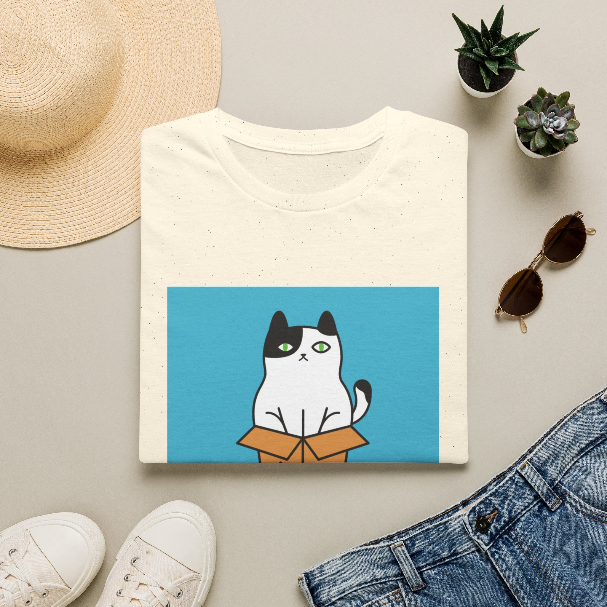 Cat In Box T‑Shirt — "Go Away Human" Funny Grumpy Cat Tee