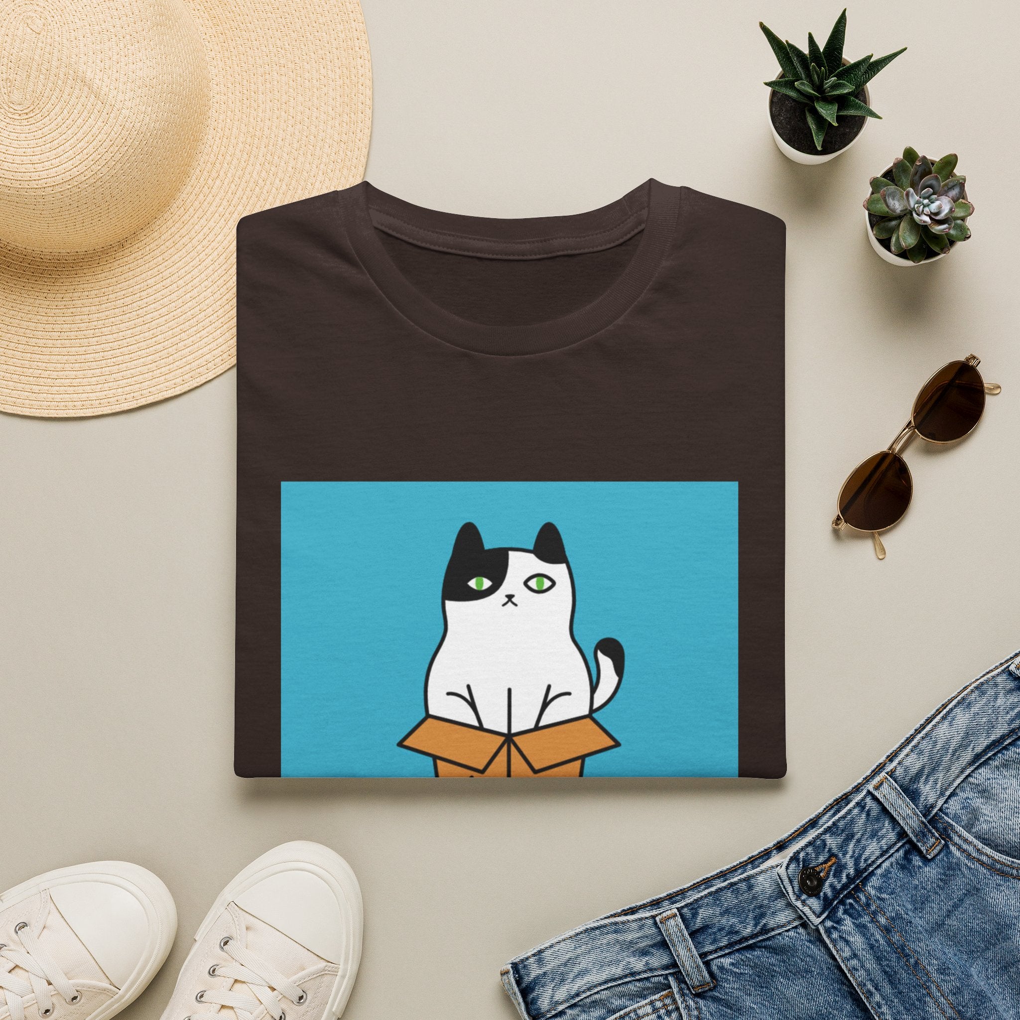 Cat In Box T‑Shirt — "Go Away Human" Funny Grumpy Cat Tee