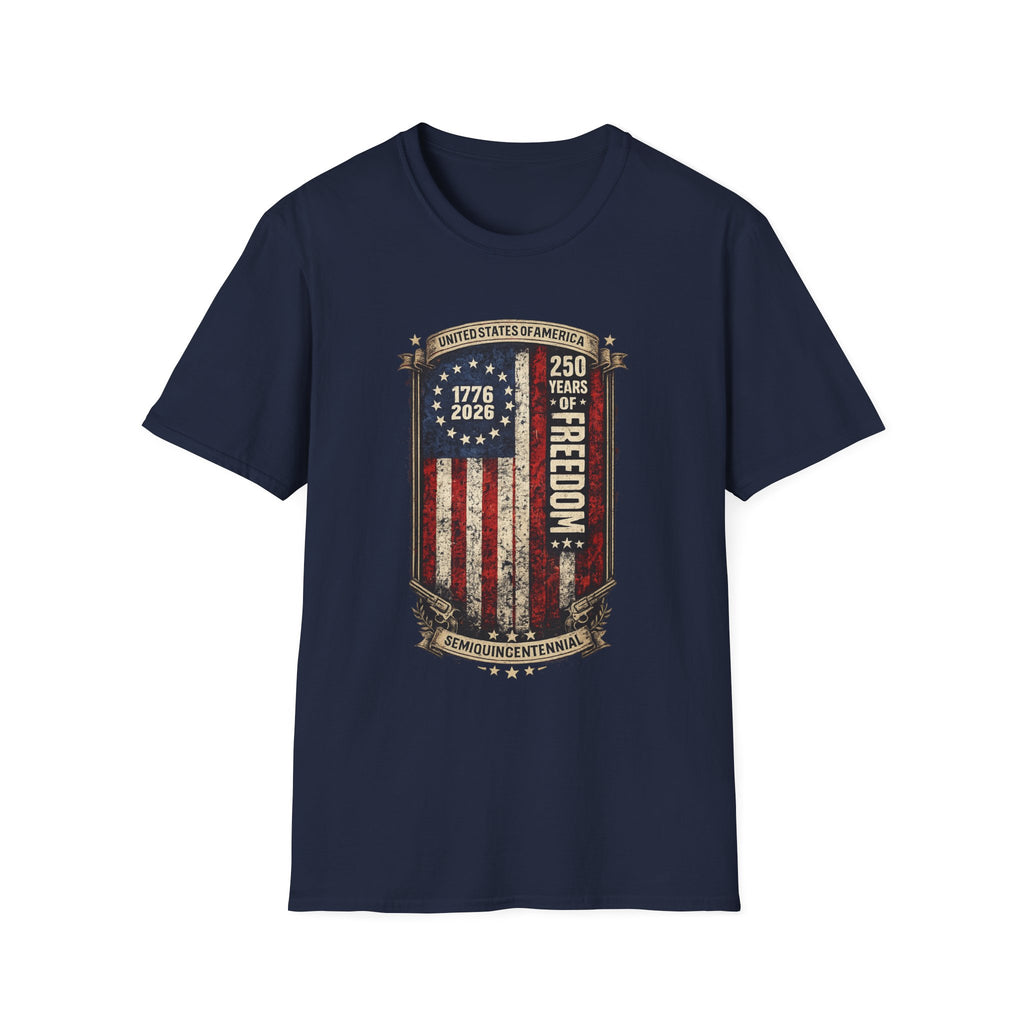 1776–2026 250 Years of Freedom T-Shirt — Vintage American Flag Anniversary Tee