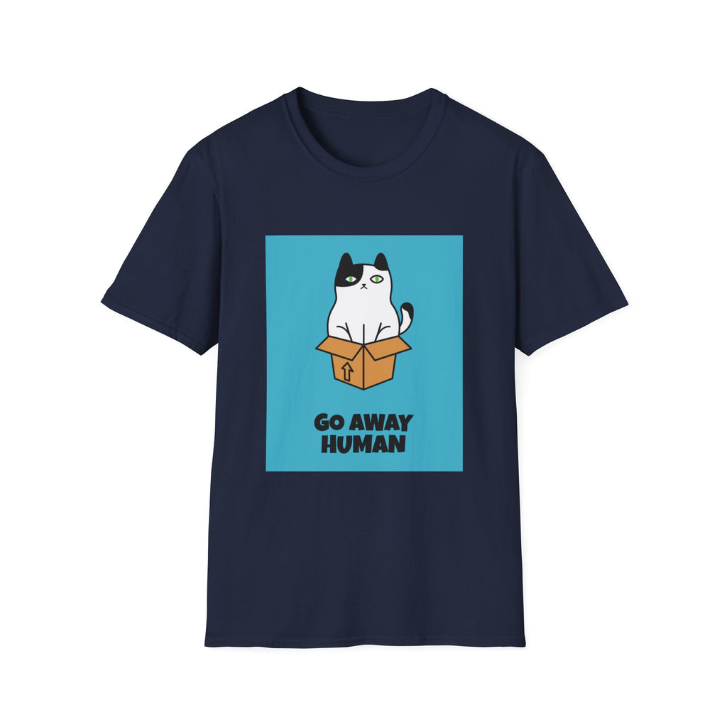Cat In Box T‑Shirt — "Go Away Human" Funny Grumpy Cat Tee
