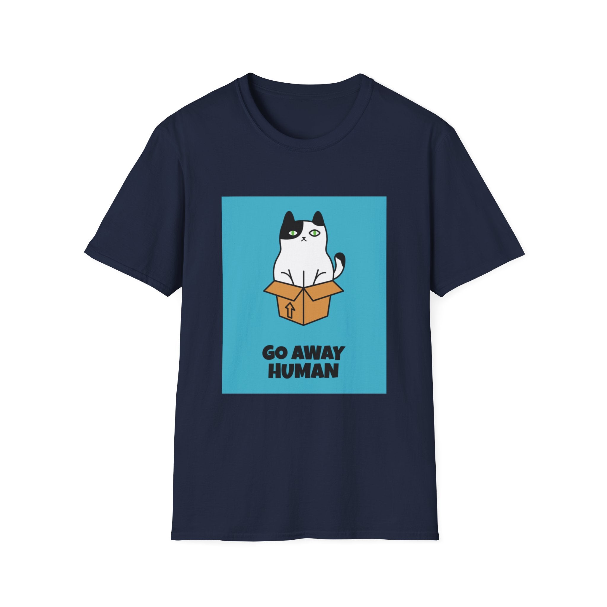 Cat In Box T‑Shirt — "Go Away Human" Funny Grumpy Cat Tee