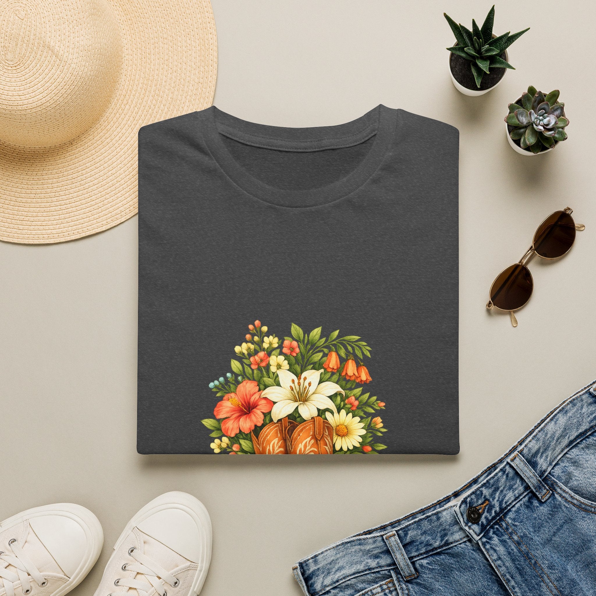 Cowgirl Boots & Wildflowers T-Shirt — Vintage Floral Western Tee