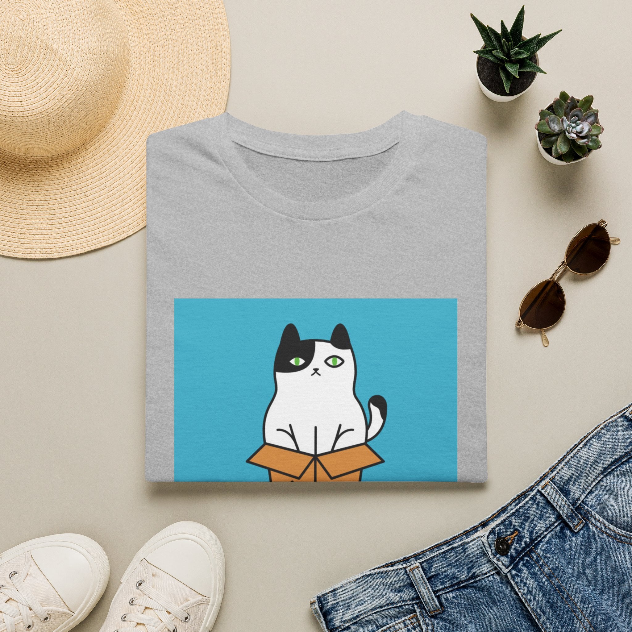 Cat In Box T‑Shirt — "Go Away Human" Funny Grumpy Cat Tee