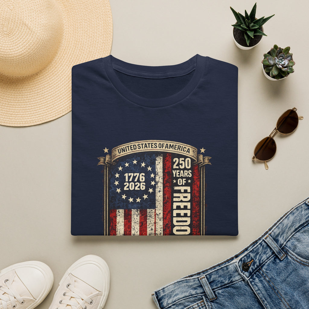 1776–2026 250 Years of Freedom T-Shirt — Vintage American Flag Anniversary Tee