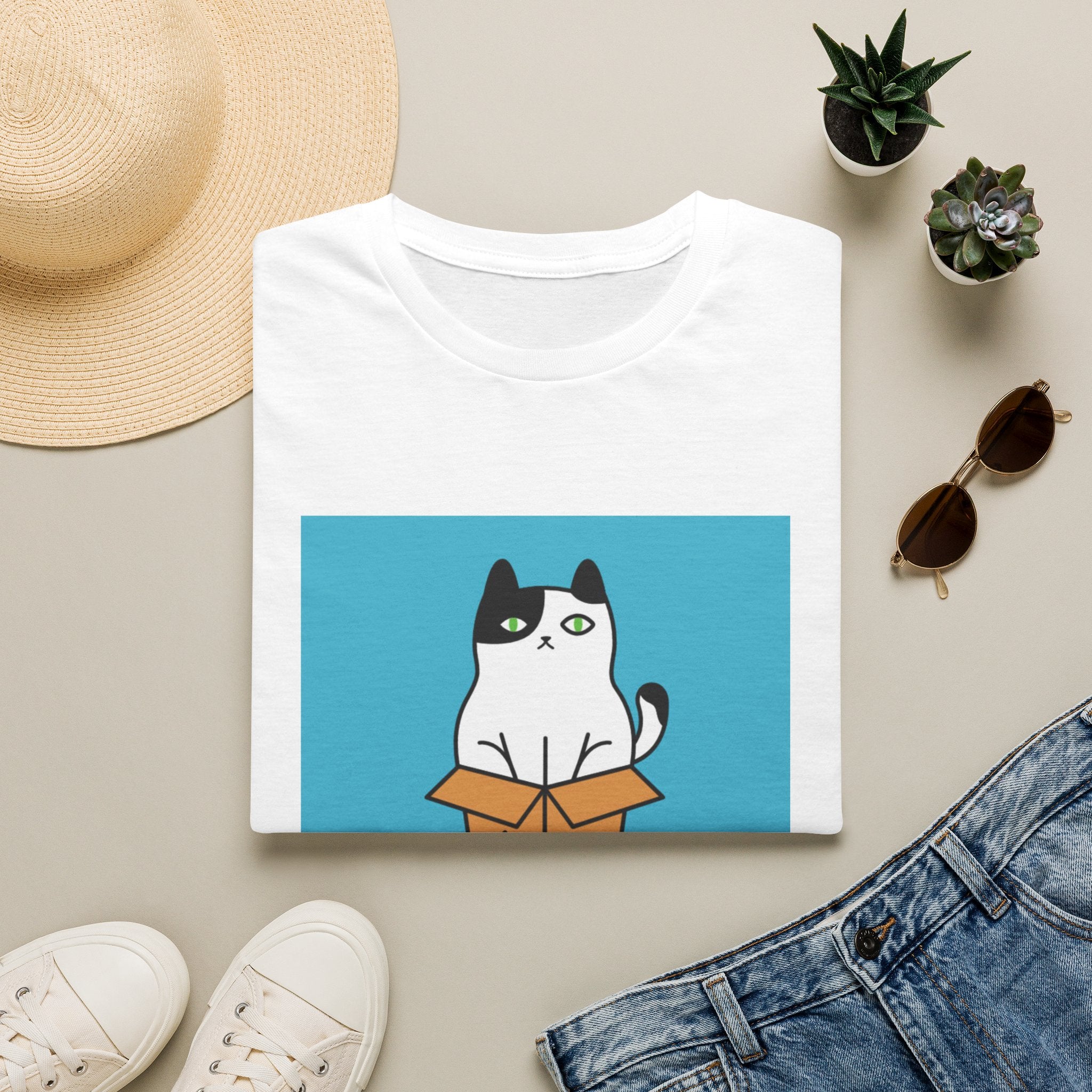 Cat In Box T‑Shirt — "Go Away Human" Funny Grumpy Cat Tee