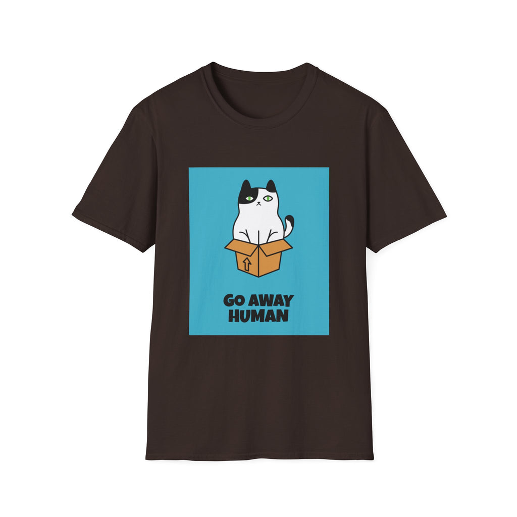Cat In Box T‑Shirt — "Go Away Human" Funny Grumpy Cat Tee
