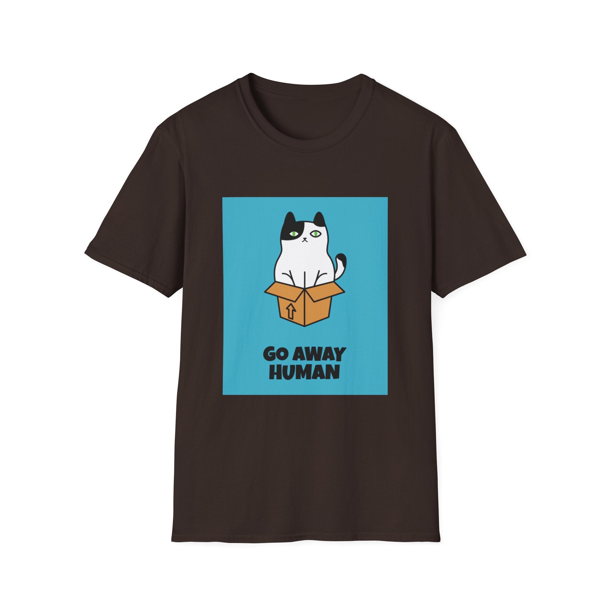 Cat In Box T‑Shirt — "Go Away Human" Funny Grumpy Cat Tee
