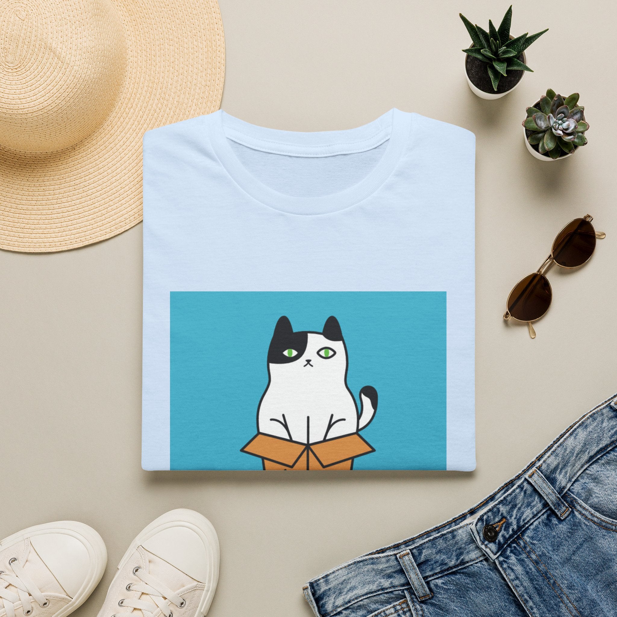 Cat In Box T‑Shirt — "Go Away Human" Funny Grumpy Cat Tee